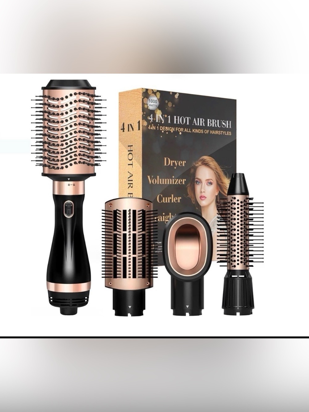 4 in 1 Hot Air Brush Hair Dryer Volumizer Curler
